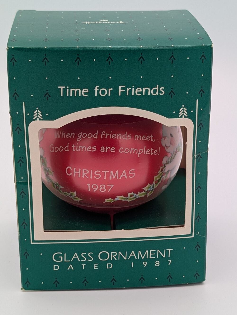Hallmark Collectors Ornament & Box 1987 Time For Friends Glass Mouse Decoration